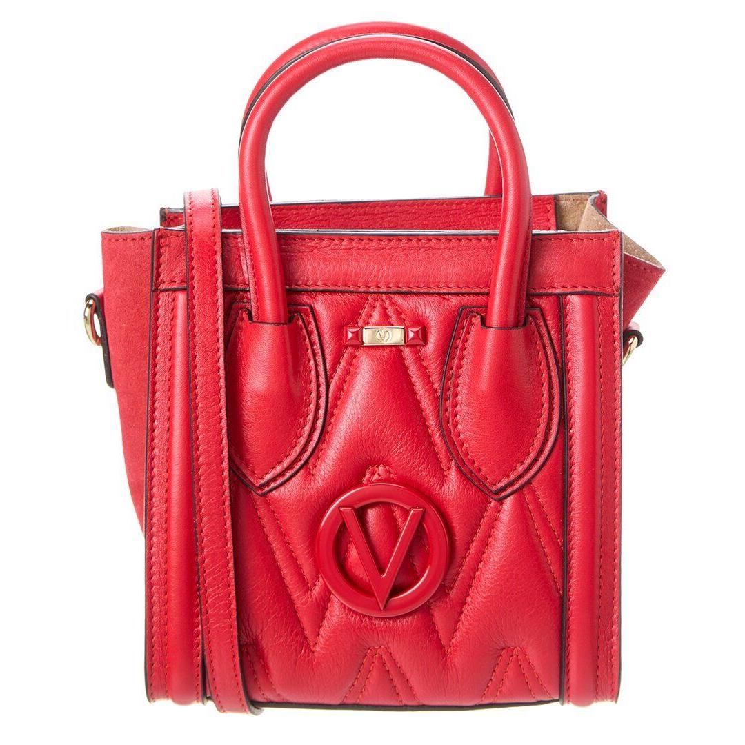 Valentino By Mario Valentino Eva Diamond Leather Tote Women`s Red