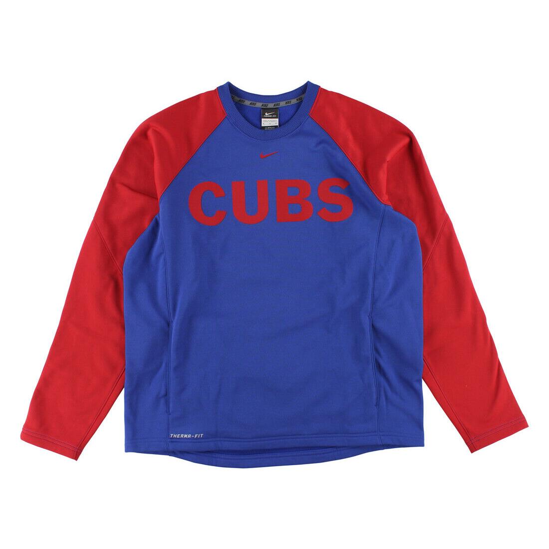 Nike Mlb Thermal Fit Crew Cubs Mens Active Shirts Tees Size XL Color: - Blue/Red, Main: Blue