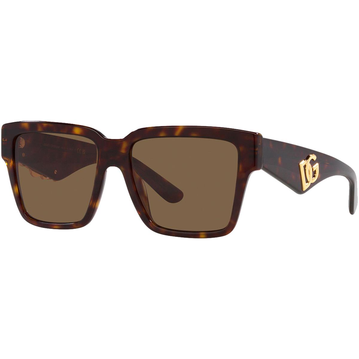 Dolce Gabbana Women`s Stylized Square Sunglasses DG4436 - Made In Italy Havana/Dark Brown (50273-55)