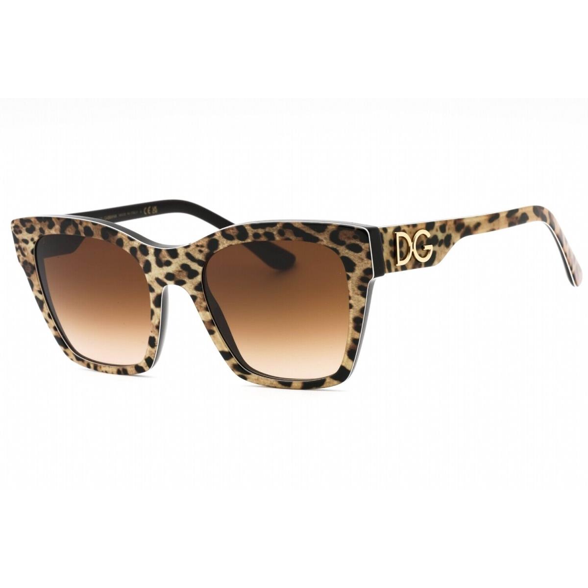 Dolce Gabbana DG4384 316313 Sunglasses Leo Brown Black Frame Brown Gradient