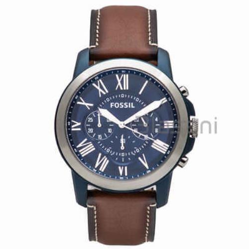 Fossil FS5151 Men`s Grant Chronograph Light Brown Leather Watch 44mm - Brown