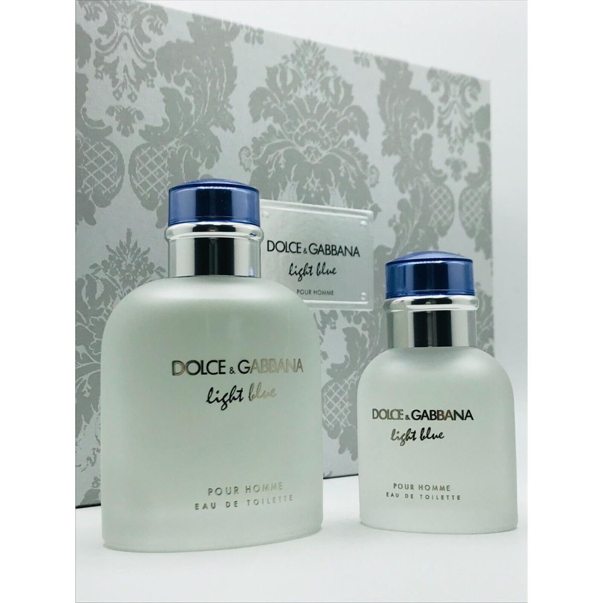 Dolce Gabbana Light Blue 2pc Set Men Cologne Spray 4.2 oz and 1.3 oz Box