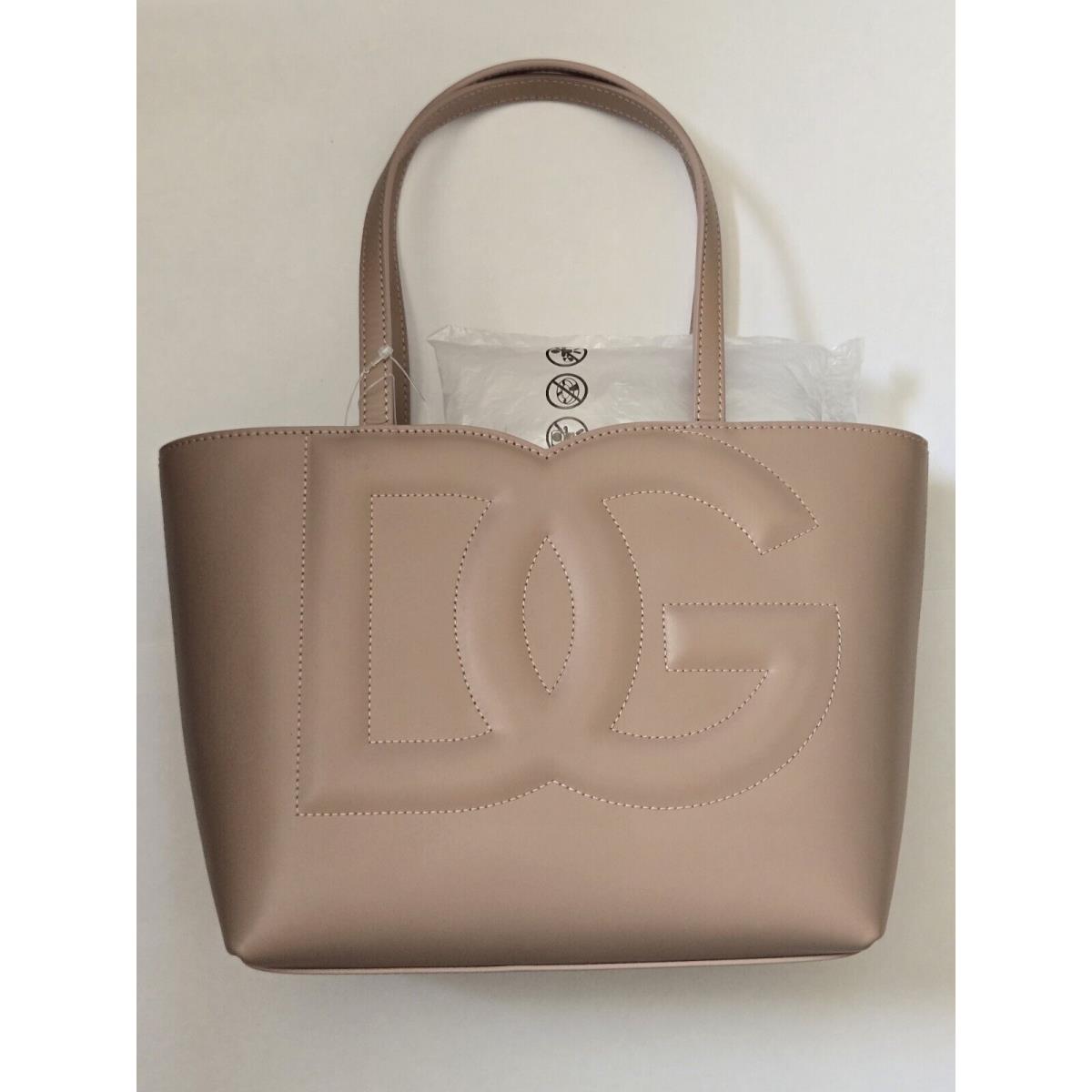 Dolce Gabbana DG Embossed Monogram Beige Calfskin Tote Bag