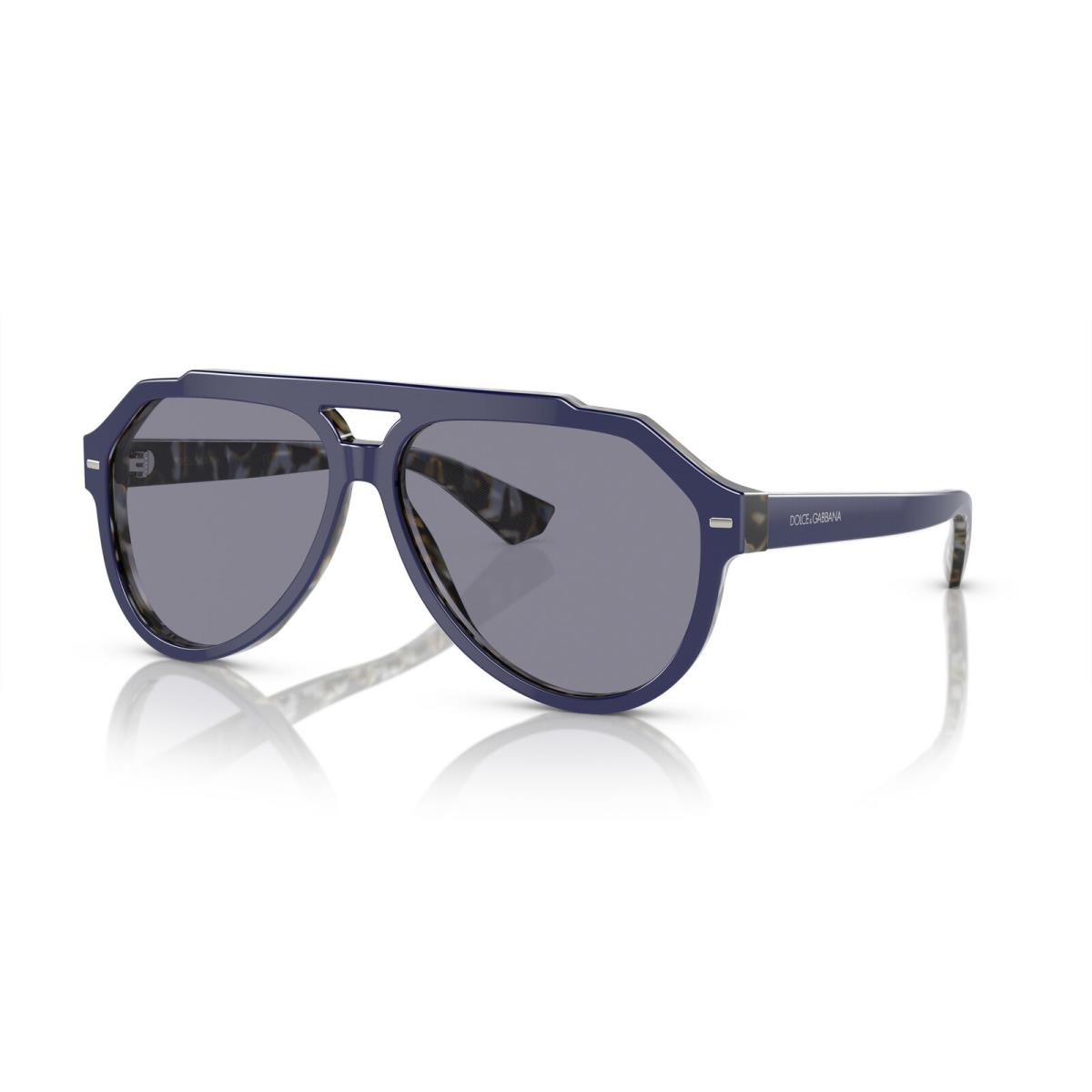 Dolce Gabbana DG 4452 3423/1 Blue on Blue Havana Acetate Sunglasses Gray