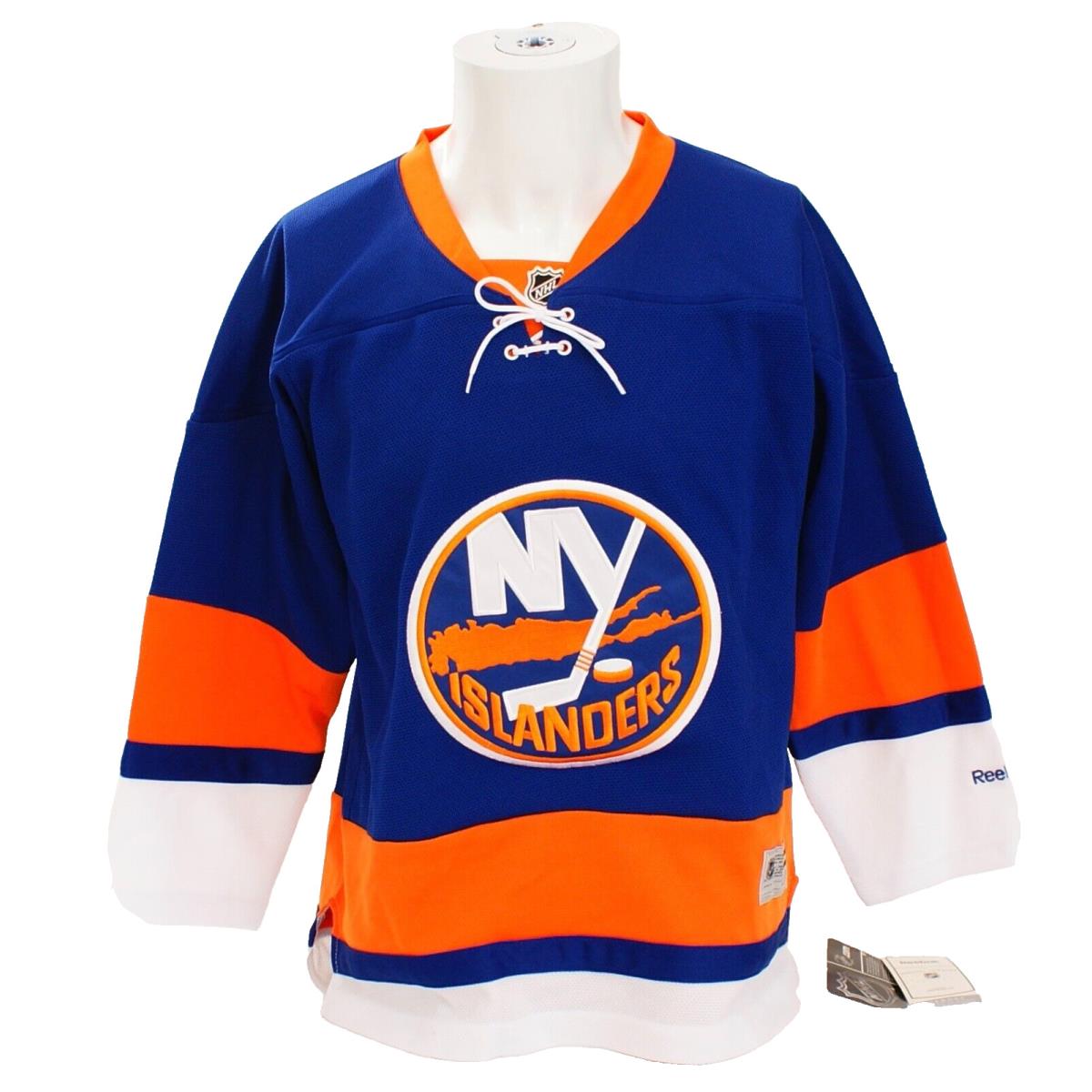 Nike Reebok Youth Boy`s L/xl Blue Nhl NY Islanders Hockey Jersey Official Licensed