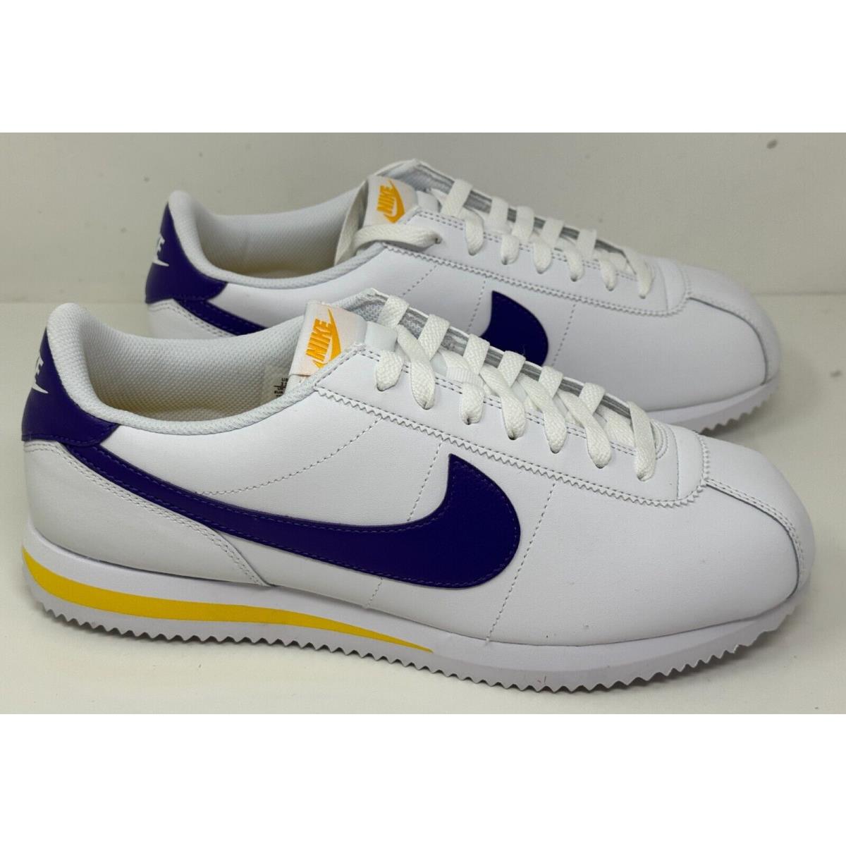 Nike Cortez DM4044 106 Lakers Men`s White Varsity Maize Purple Size 11 Noboxlid