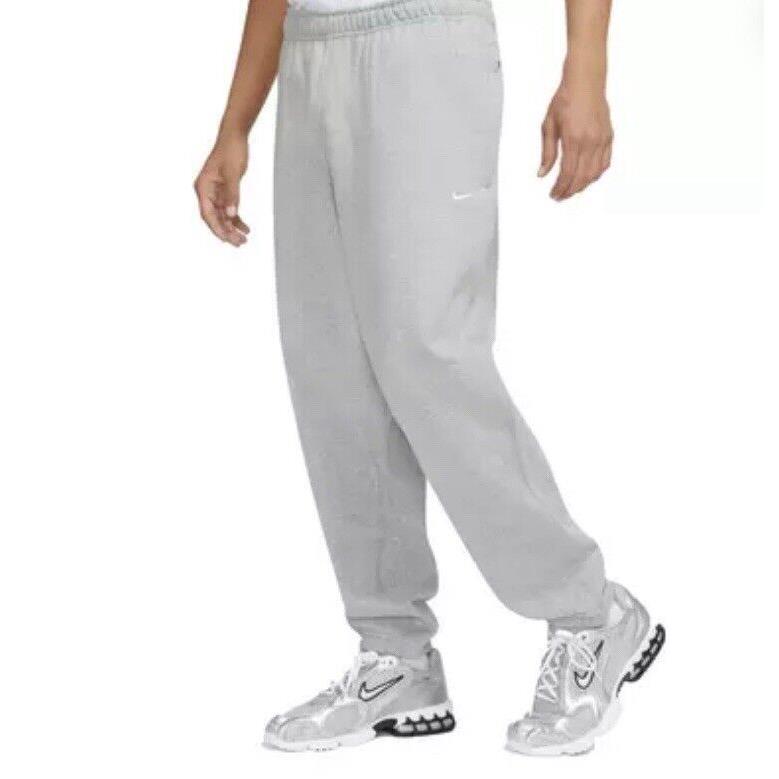 Nike Womens Small Solo Swoosh Fleece Pants - Heather Gray CW5565-063