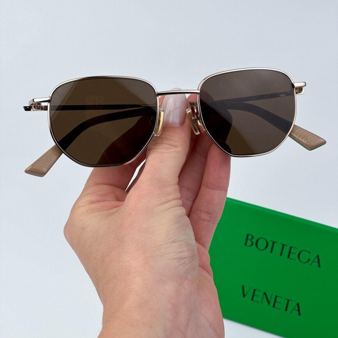 Bottega Veneta BV1301S 002 Gold Brown Split Panthos Unisex Sunglasses