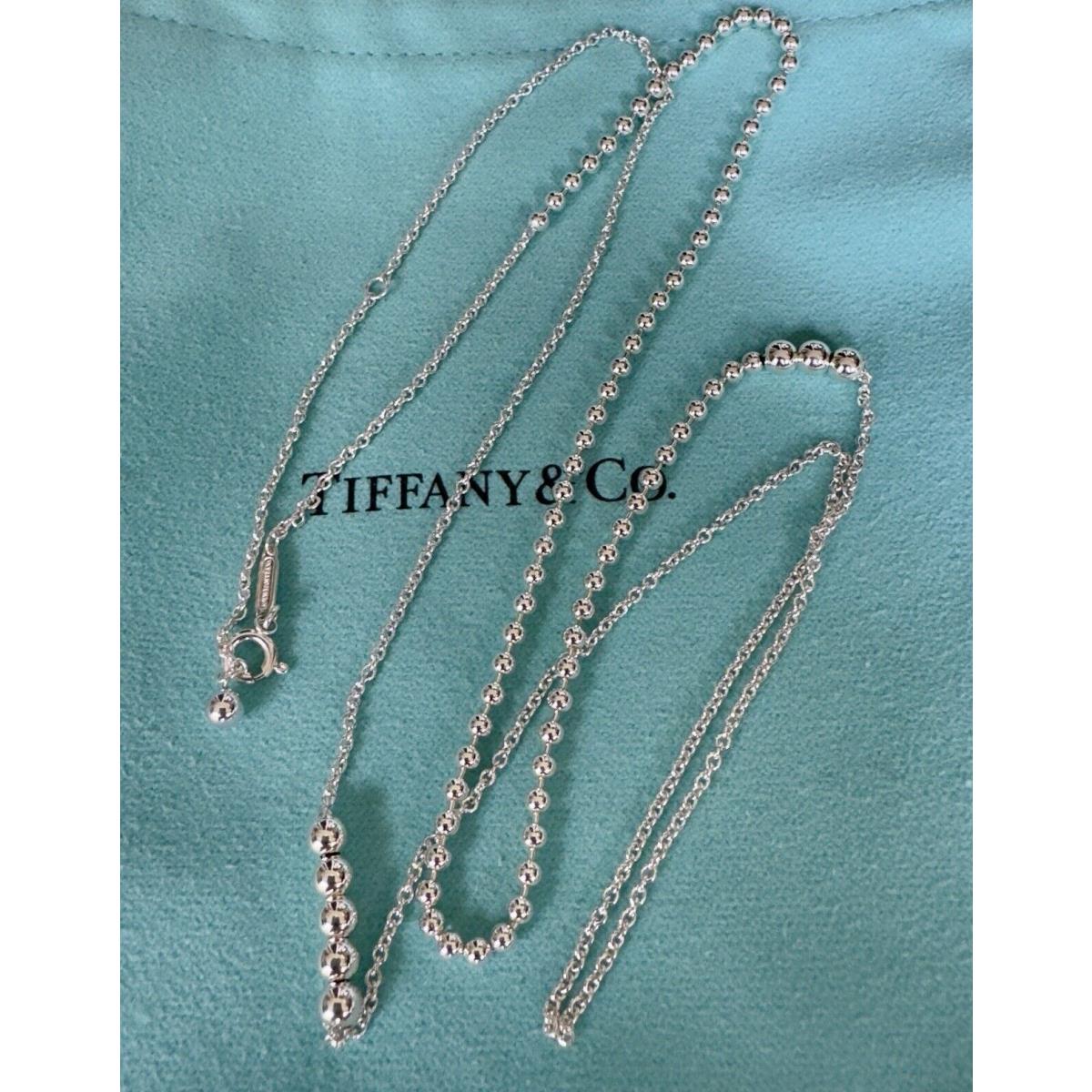 Tiffany Co 925 Sterling Silver Mixed Bead Adjustable 28 to 30 Chain Necklace