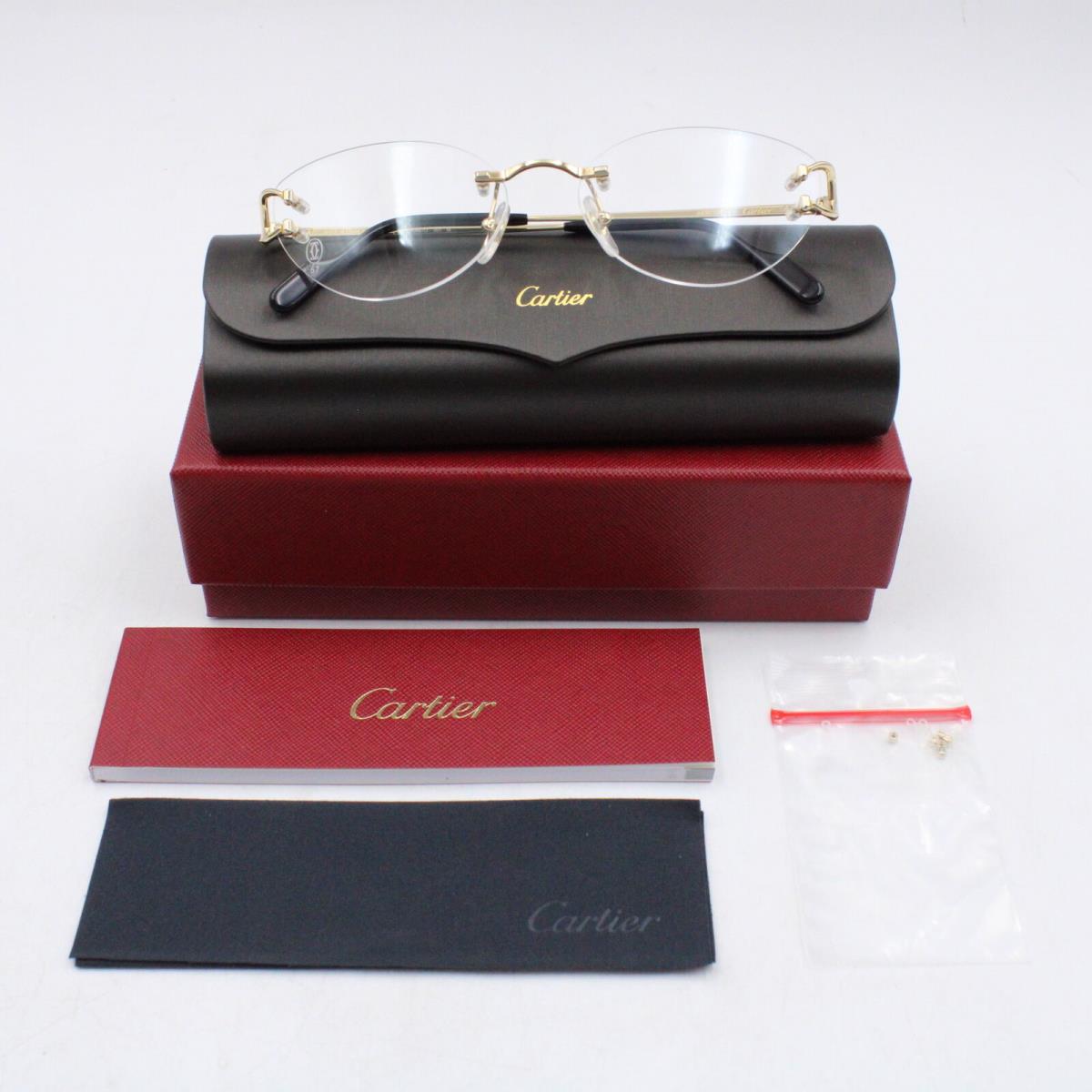 Cartier CT0487O Rimless Cat Eye Eyeglasses with Gold/black Frames Demo Lenses