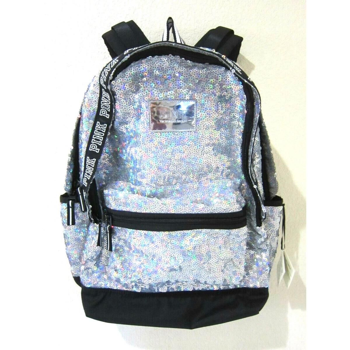 Bling Victoria Secret Pink Iridescent Rainbow Sequin Carry ON Backpack Book Bag