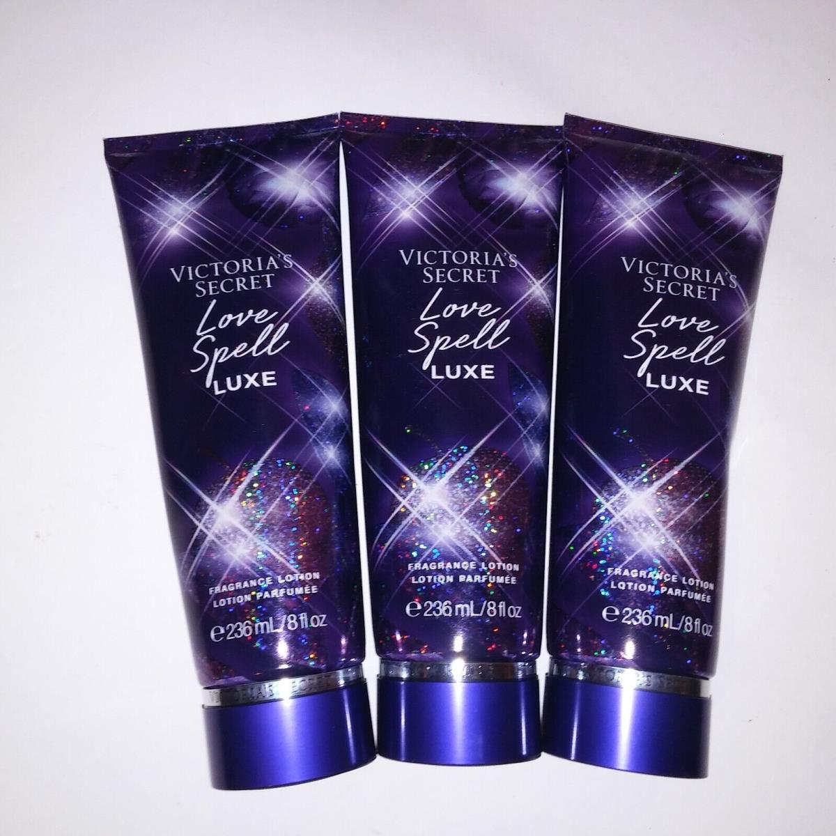 Set of 3 Victoria Secret Fragrance Body Lotion Love Spell Luxe 8oz Each Gift Set