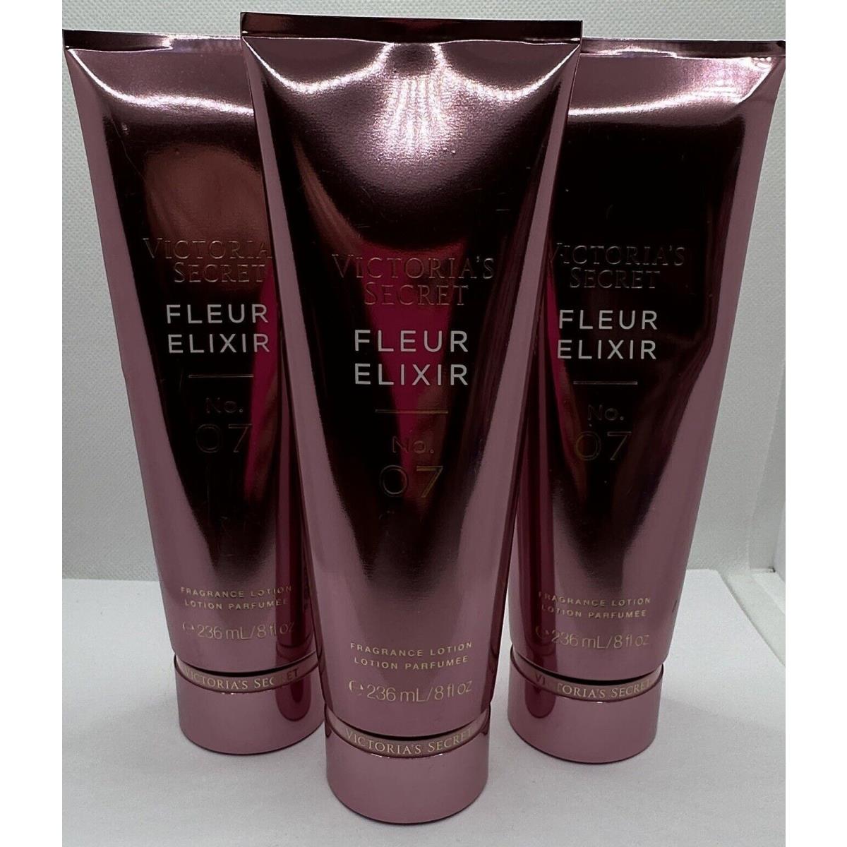 Victoria`s Secret Fleur Elixir No. 07 Fragrance Body Lotion 8 Oz x3