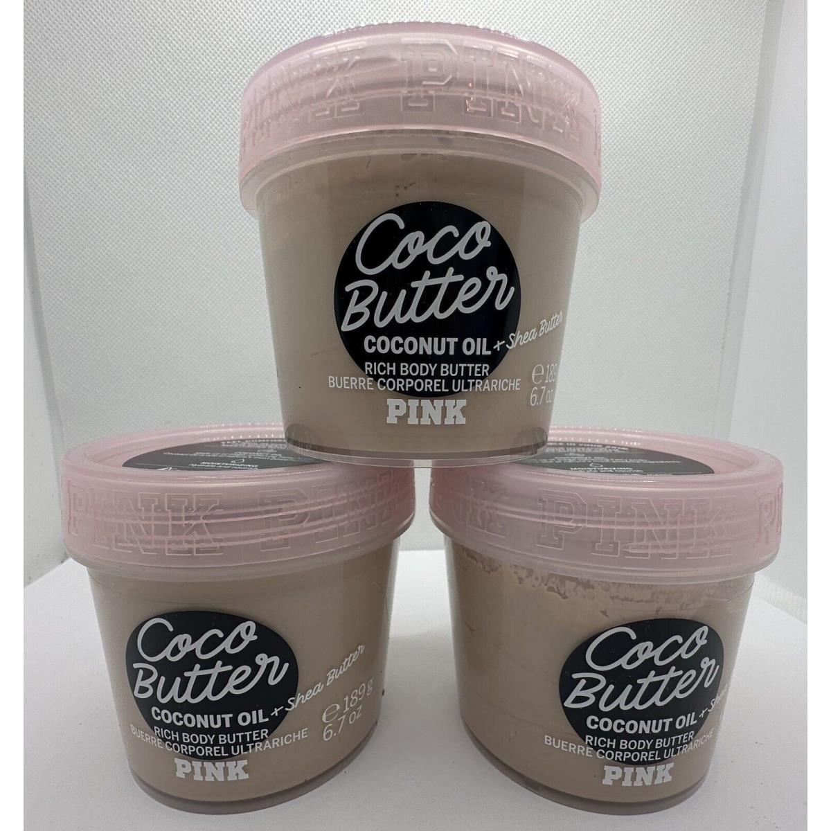 Victoria`s Secret Pink Coco Butter Rich Body Butter 6.7 Oz x3