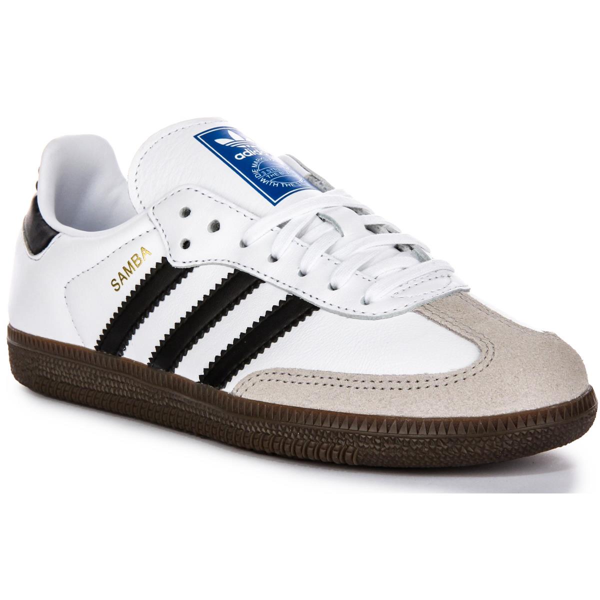 Adidas Samba Og 3 Stripes 60s Retro Trainer White Black Youth Size 1 - 13 - WHITE BLACK