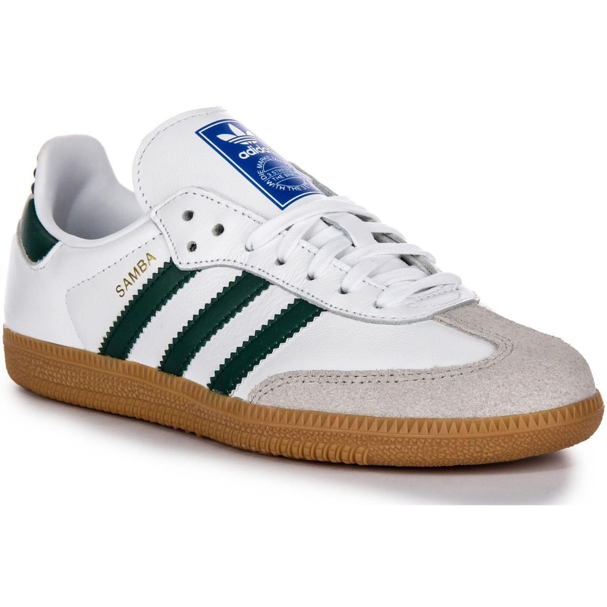 Adidas Samba Og 3 Stripes 60s Retro Trainer White Green Youth Size 1 - 13 - WHITE GREEN