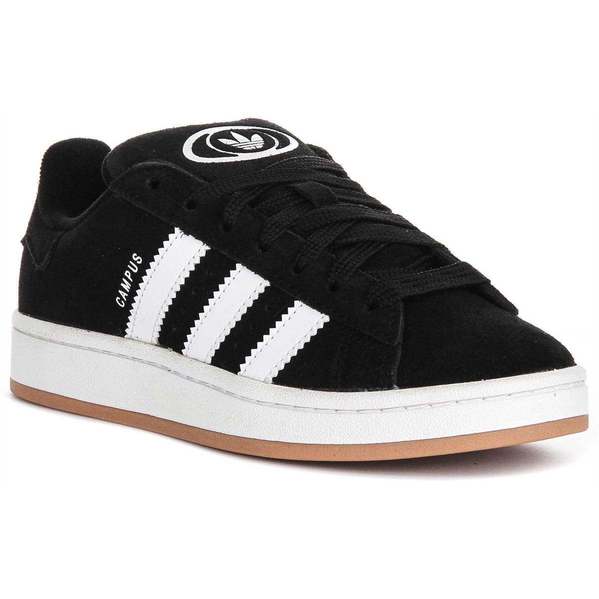 Adidas Campus 00S Retro Contrast Suede Girls Trainers Black White US 3.5 - 7 - BLACK WHITE