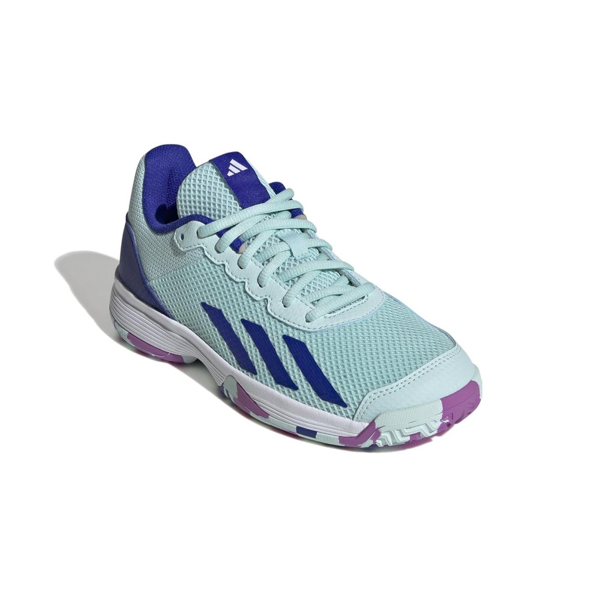 Children Unisex Shoes Adidas Kids Court Flash Tennis Shoes Little Kid - Semi Flash Aqua/Lucid Blue/Purple Burst