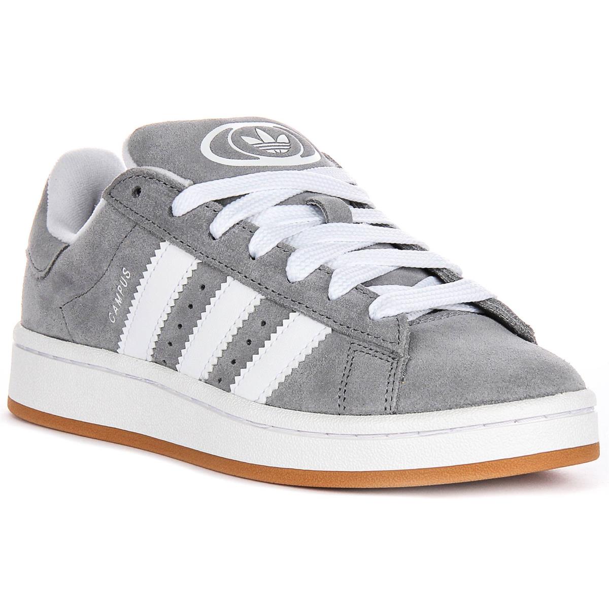 Adidas Campus 00S J 3 Stripes Suede Girl Shoes Grey White Youth US 3.5 - 7 - GREY WHITE