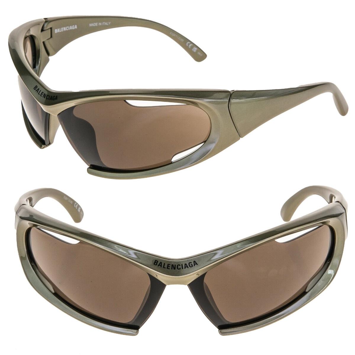 Balenciaga Dynamo 0318 Gold Brown 004 Fashion Demna Mask Wrap Sunglasses BB0318