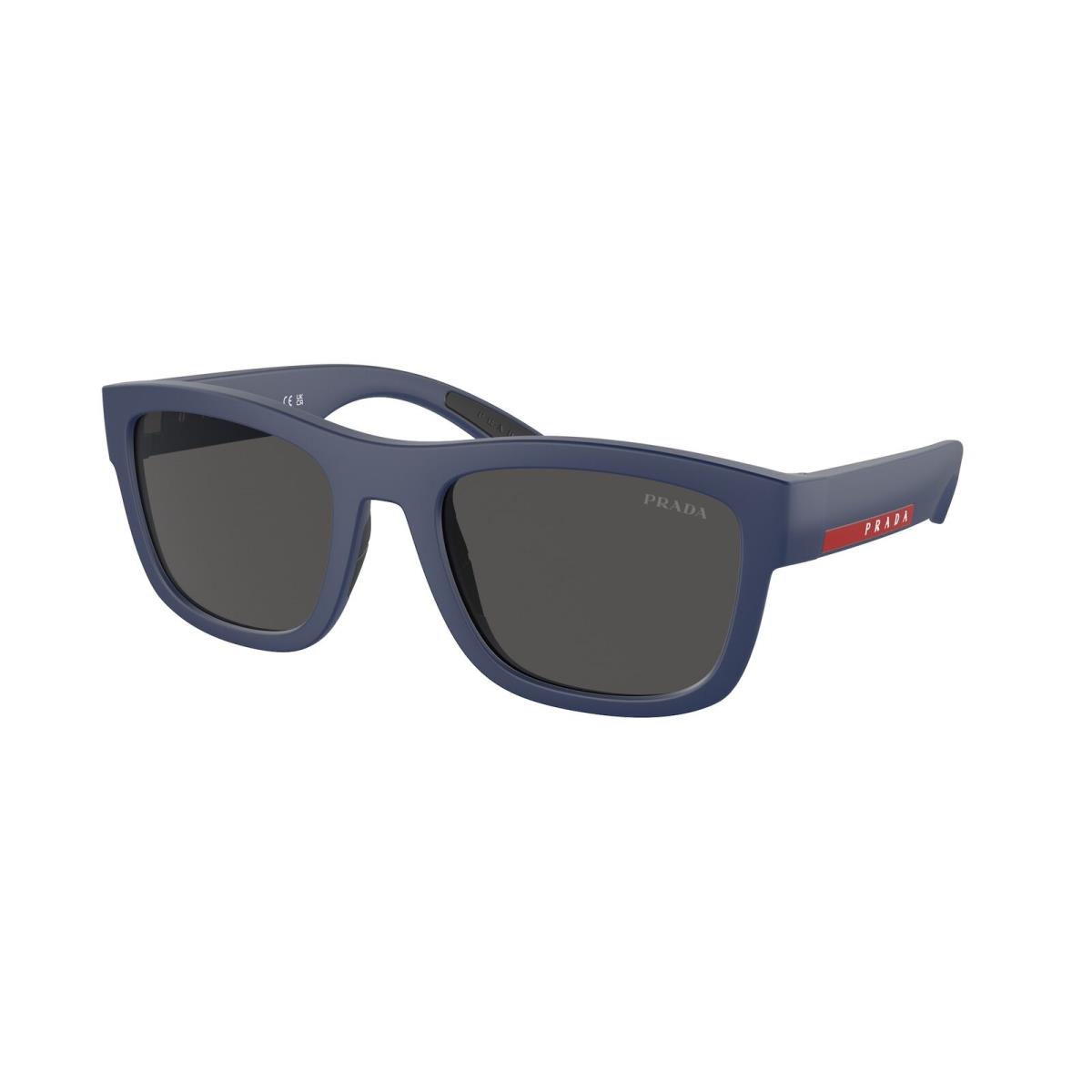 Prada Linea Rossa PS 01ZSF TFY06F Blue Rubber Dark Grey 56 mm Men`s Sunglasses