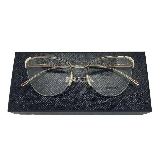 Prada Eyeglasses Pale Gold Half Rim PR 60UV ZVN1O1 53 19 140 Case Box Cloth