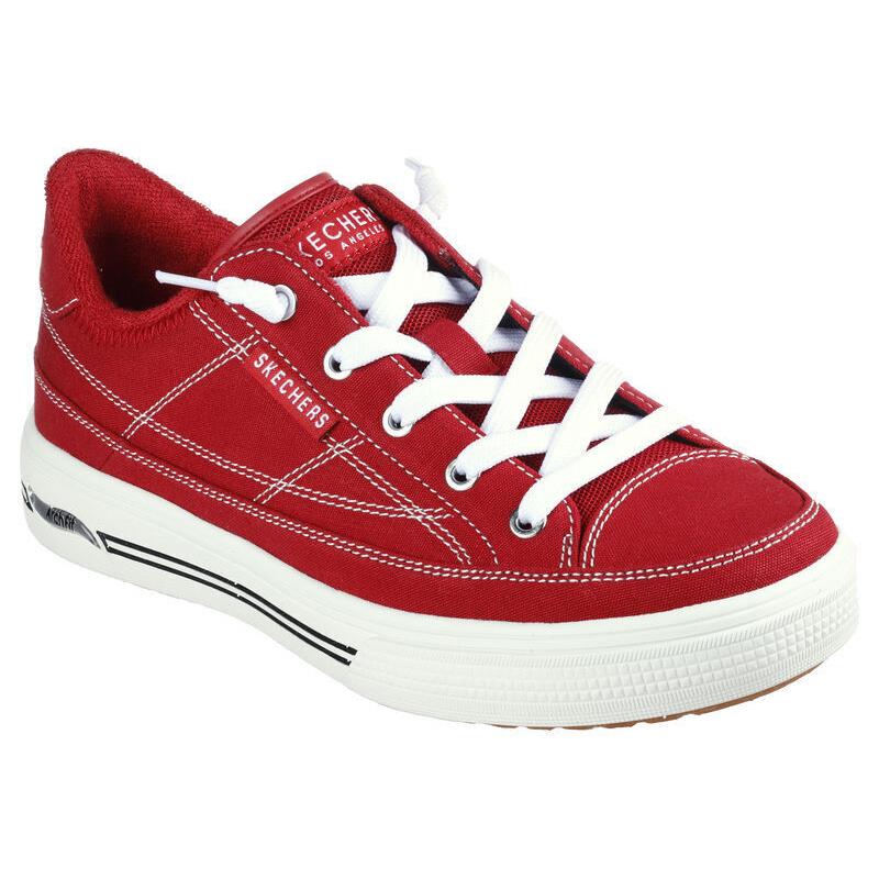 Womens Skechers Arch Fit Arcade - Arcata Red Canvas Shoes