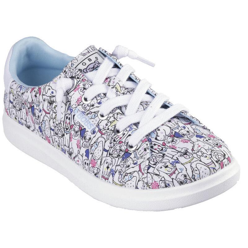 Womens Skechers Bobs D`vine - Doodle Fair White Multi Canvas Shoes