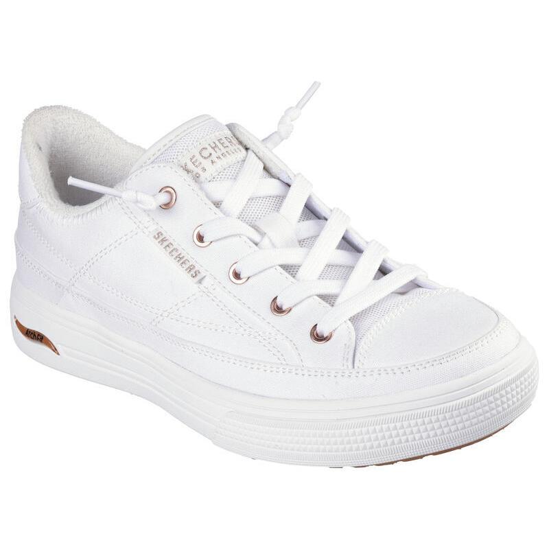 Womens Skechers Arch Fit Arcade - Meet YA There White Canvas Shoes