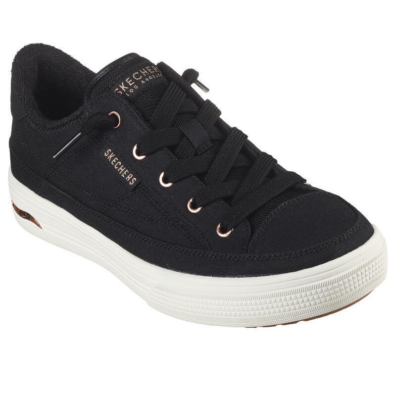 Womens Skechers Arch Fit Arcade - Meet YA There Black Canvas Shoes