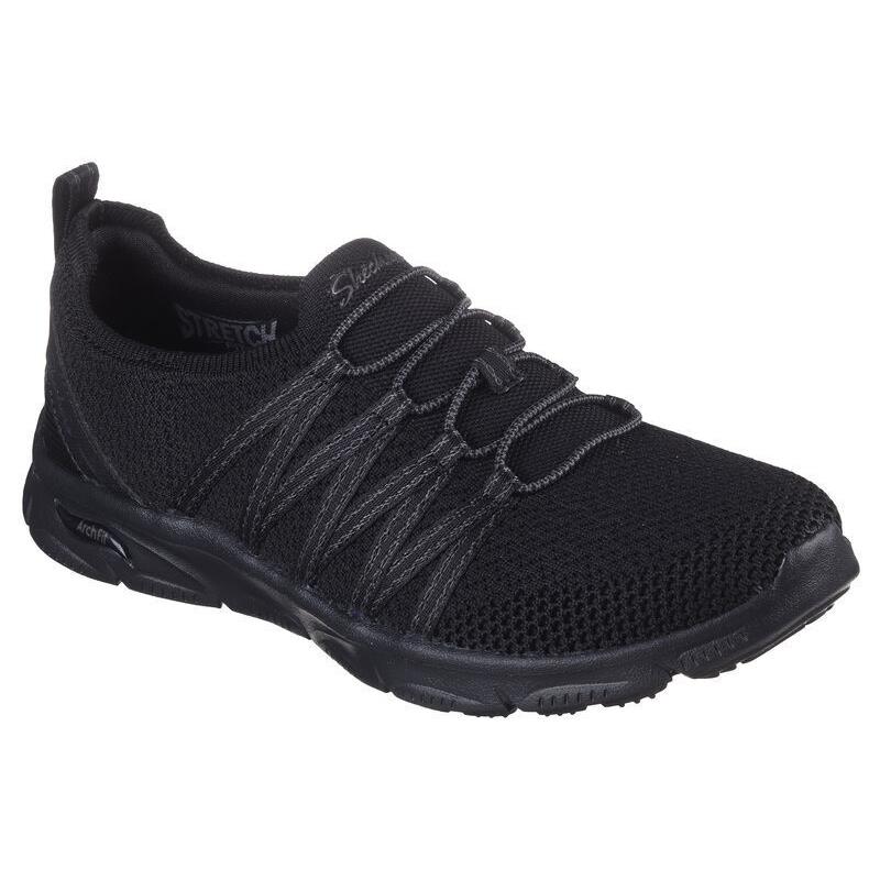 Womens Skechers Arch Fit Sunny - Creative Pass Black Knit Shoes