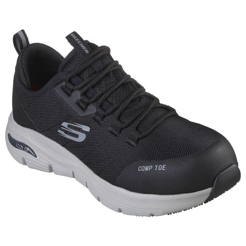 Womens Skechers Work: Arch Fit SR - Ebinal Black Gray Mesh Shoes