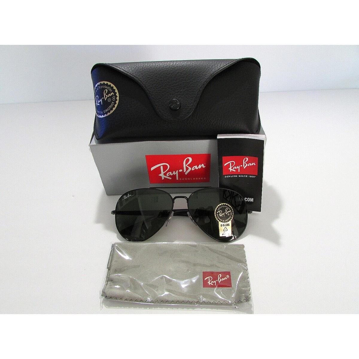 Ray Ban RB3675 RB 3675 Aviator 002/31 Black Sunglasses Rx-able Frame 58 MM