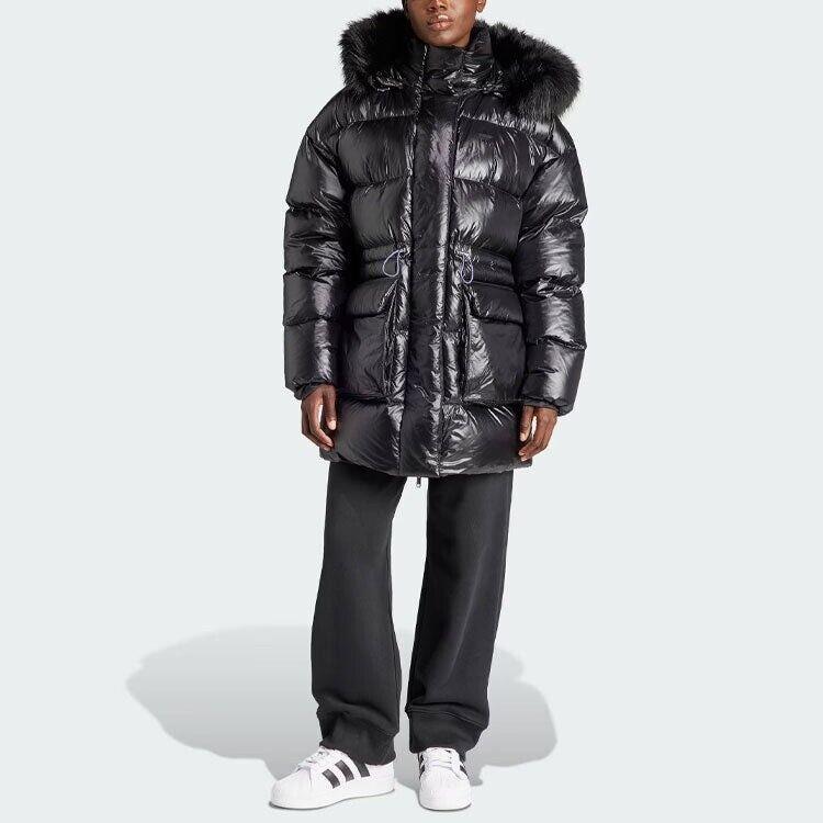 Adidas Originals Puffed Fur Down Long Winter Coat Women`s Size Large IR7117