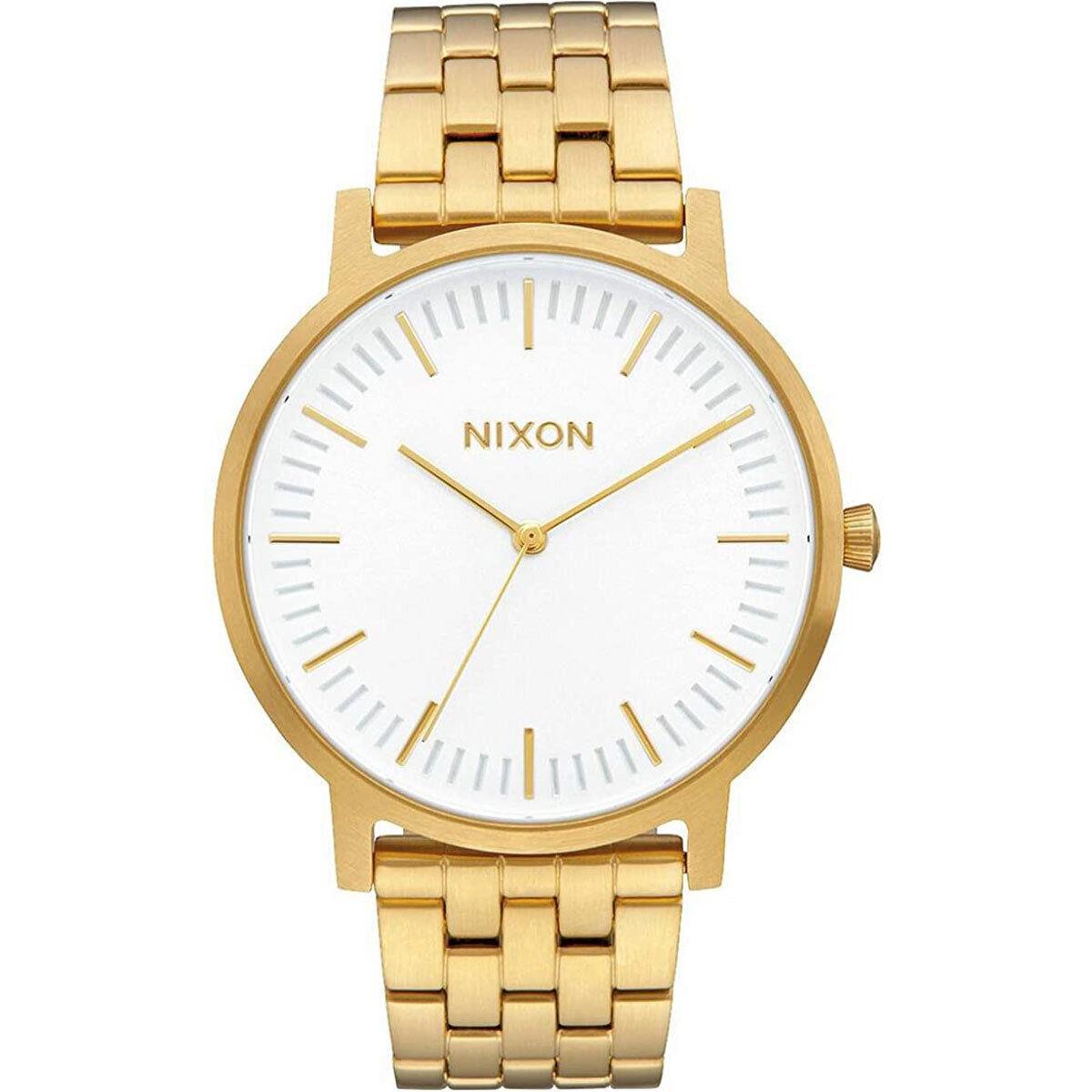 Nixon Men`s Watch Porter Quartz White Dial YG Stainless Steel Bracelet A10572443