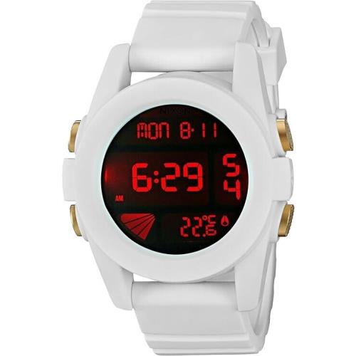 Nixon Unit Digital Lcd Screen White Rubber Mens Watch A1971802-00