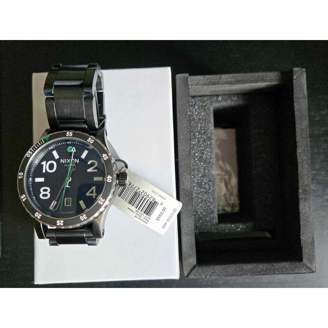 Nixon Diplomat SS Men`s Wristwatch Black/silver/green A277 1421