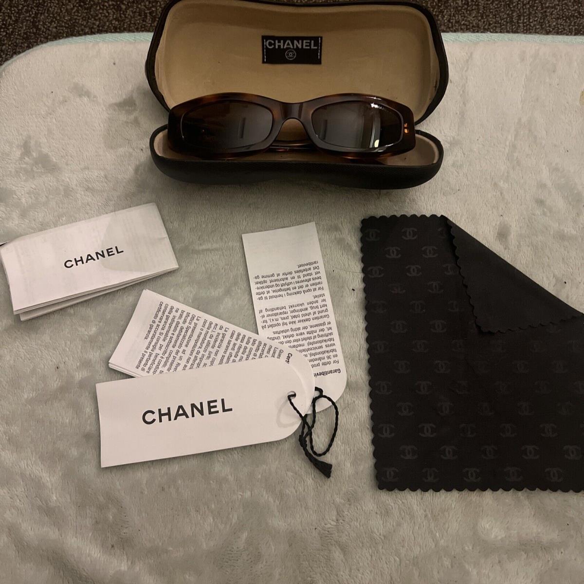 Vintage Chanel Tortoise Gold Sunglasses and Box