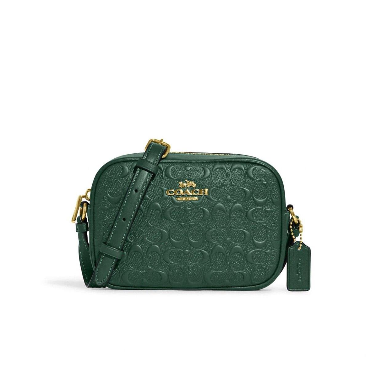 Coach Mini Jamie Camera Crossbody Bag In Signature Leather Everglade Green CC943