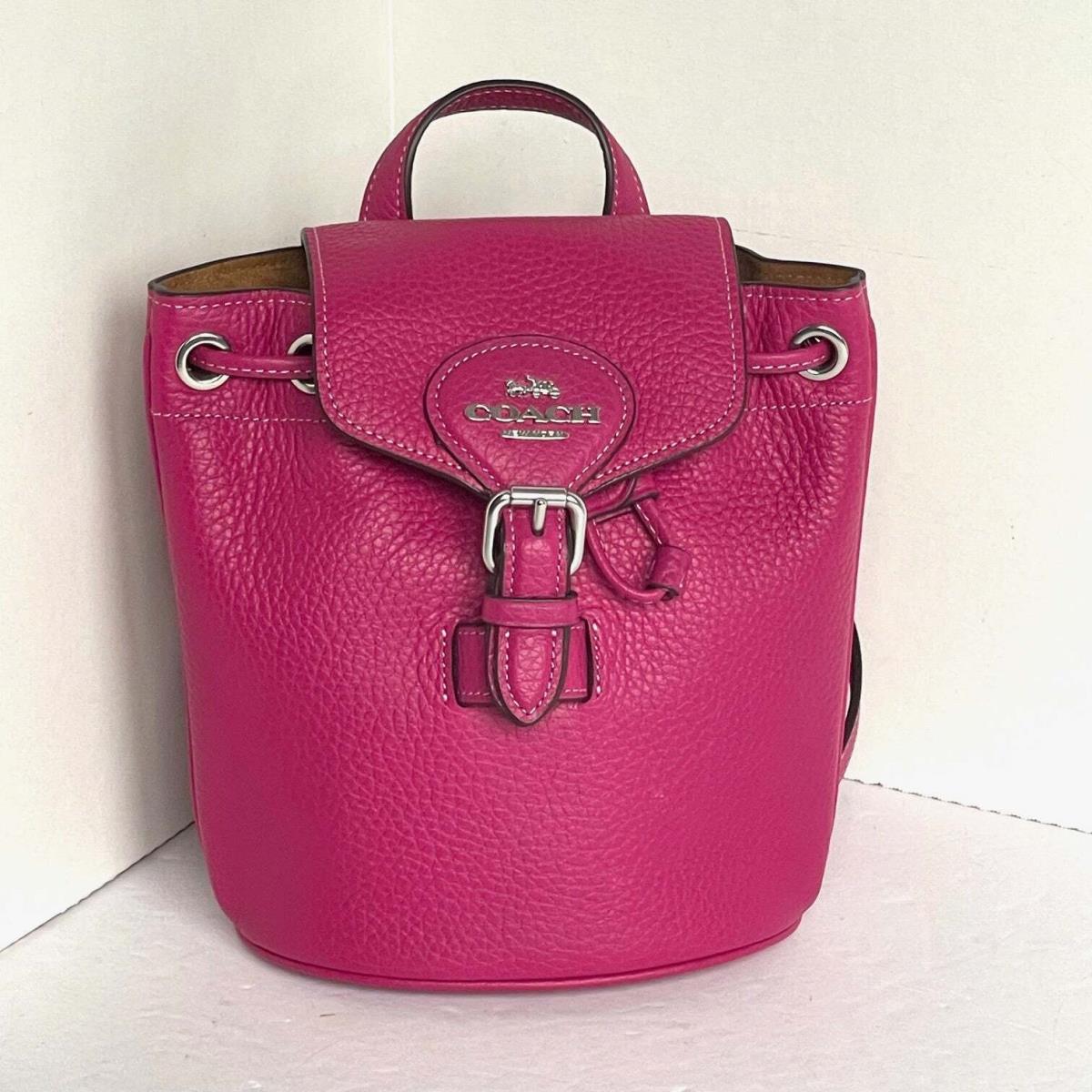 Coach Amelia Convertible Mini Backpack Cerise Pink CL408 Leather Crossbody