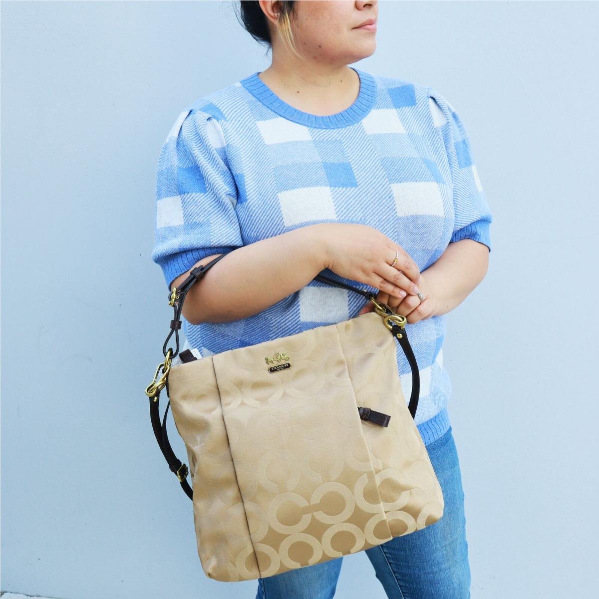 Coach Signature Hobo Shoulder Bag Khaki
