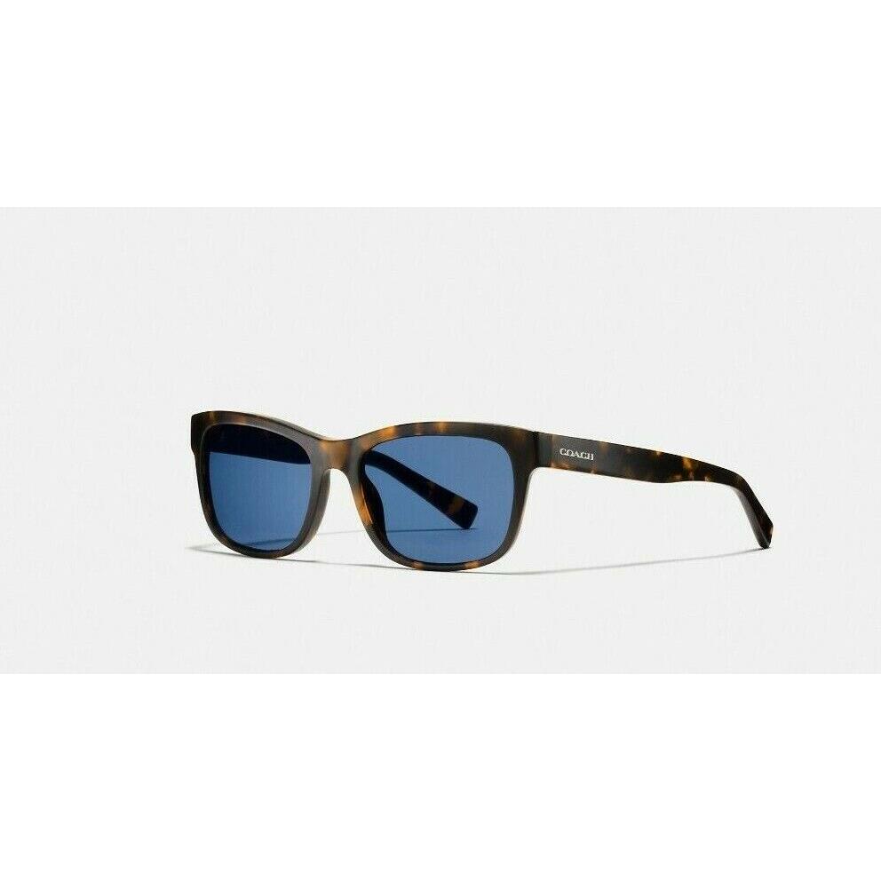 Coach Matte Dark Tortoise w/ Blue Lens Hudson Rectangle Women Sunglass L1641