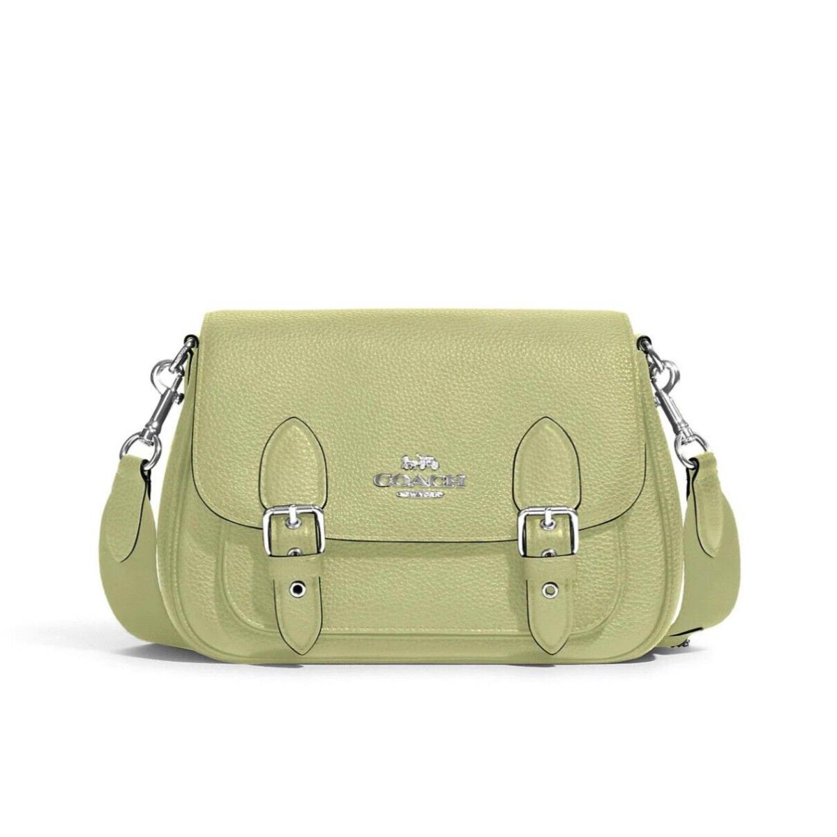 Coach Lucy Leather Messenger Bag Crossbody Pale Lime Green C6782