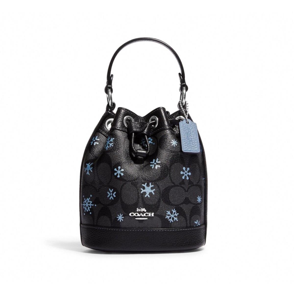 Coach Mini Dempsey Drawstring Bucket Crossbody Bag 15 with Snowflake Print CE587