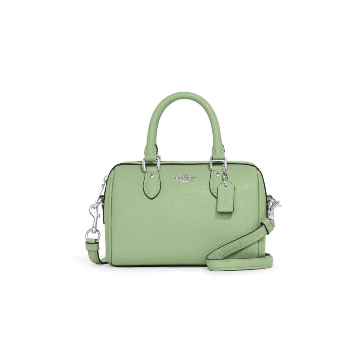 Coach Women`s Leather Mini Rowan Crossbody Satchel Green Pale Pistachio CH157