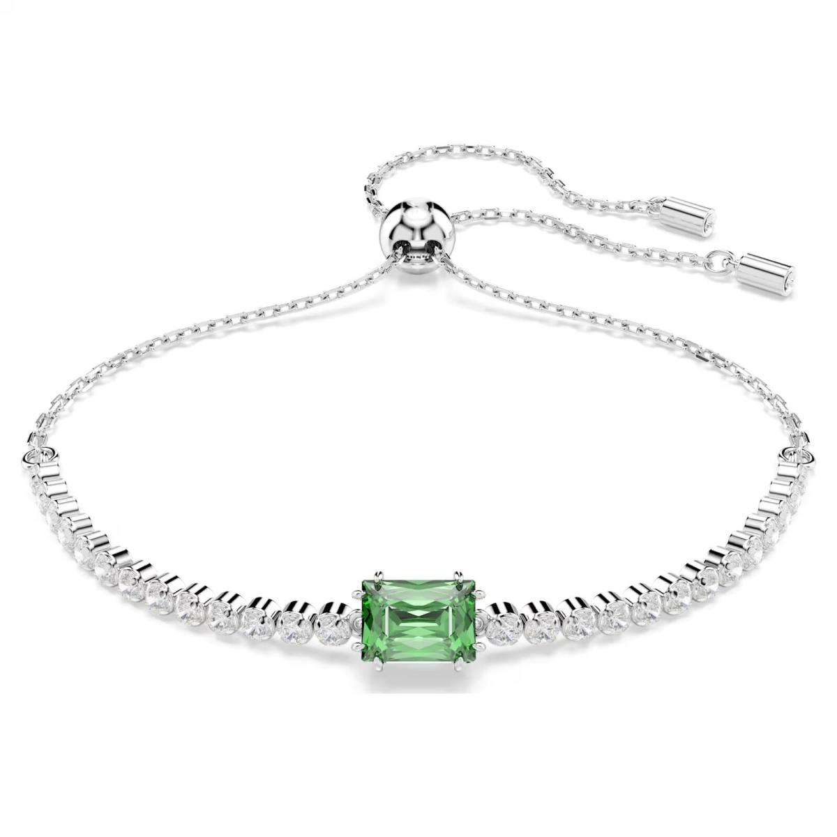 Swarovski Zirconia Matrix Tennis Bracelet Green Rhodium Plated 5693411