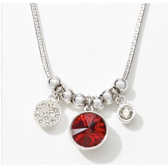 Swarovski Touchstone Crystal Necklace Scarlet 16-18 Rhodium Condition