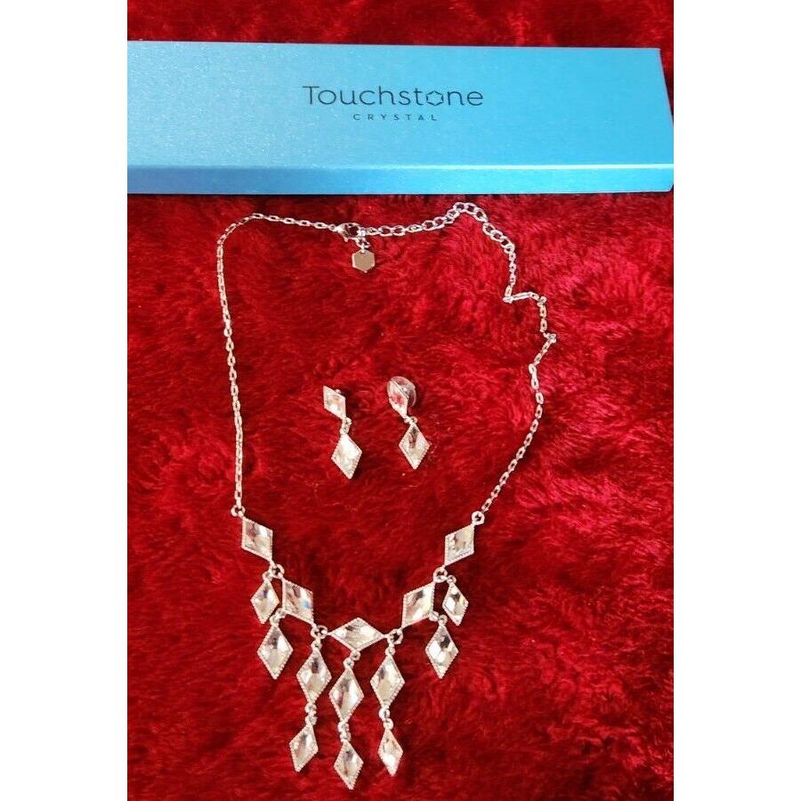 Touchstone Crystal By Swarovski Crystal Dangling Necklace and Earrings Set