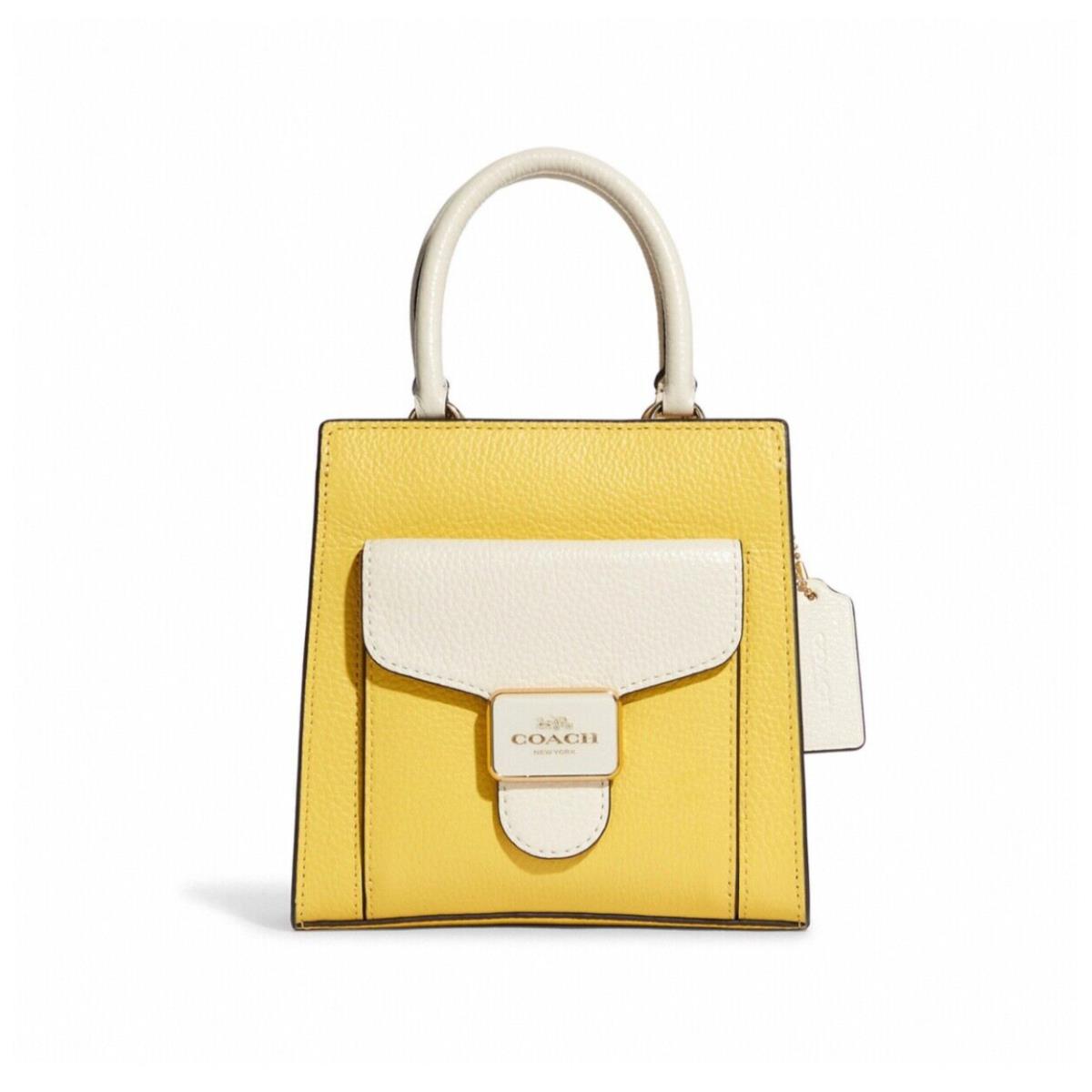 Coach Leather Mini Pepper Crossbody In Colorblock Retro Yellow Chalk C8748