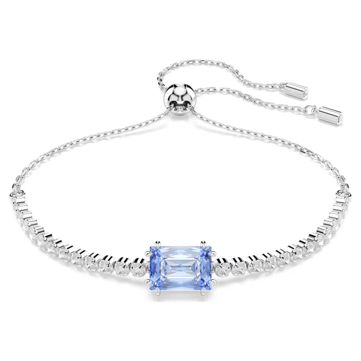 Swarovski Matrix Tennis Bracelet Mixed Cuts Blue Rhodium Plated 5693412